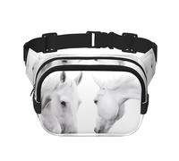 White Horses Sac de taille unisexe réglable carré double couche pour activités de plein air voyage course randonnée, Noir , Taille unique