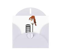 White HYTTER Little Sparrow next to the phone booth Prints Carte de vœux pour Noël, anniversaires et anniversaires de mariage