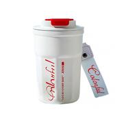 (White)Insulated Tumbler Vacuum Bottle Female Portable Simple Letters Cola Coffee Cup for Hot & Cold Drinking