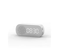 (White) Intelligence LED Wireless Bluetooth-compatible Speaker Mirror Surface Clock Double Alarm Support TF