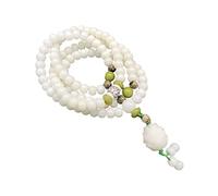 White Jade Natural Bodhi Root 108 Mala Prayer Mantra Beads Meditation 5-Layer Lotus Hand String Multiplayer Bracelet