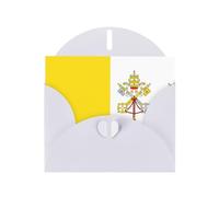 White JKIEGOQ Carte de vœux imprimée drapeau du Vatican 10,2 x 15,2 cm pour Noël, Saint-Valentin, mariage, fête