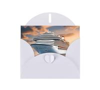 White JKIEGOQ Carte de vœux Motif bateau de croisière sur la mer 10,2 x 15,2 cm pour Noël, Saint-Valentin, mariage, fête