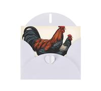 White JKIEGOQ Carte de vœux Motif poule et coq 10,2 x 15,2 cm pour Noël, Saint-Valentin, mariage, fête