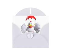 White JKIEGOQ Carte de vœux Motif poule parachute 10,2 x 15,2 cm pour Noël, Saint-Valentin, mariage, fête
