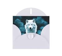 White JKIEGOQ Wolf With Smoke Prints Carte de vœux 10,2 x 15,2 cm pour Noël, Saint-Valentin, mariage, fête
