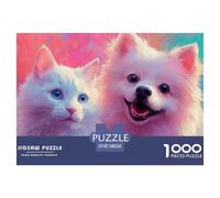 _white_kitten_and__fluffy_dog_hppy_expressions__0f541e22-5e9c-44dc-89c-524f10cce9c_4 1000 Pièces Carton Extra-épais Coffret De Puzzles Kitty And Puppy Stimulant Et Éducatif Défi Unique Puzzles Pour Ad