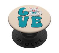 White Kitten Love Cat Watercolor Graphic for Cat Mom and Dad PopSockets PopGrip Adhésif
