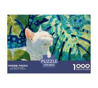 White Kitty in The Fire Bird Oil Painting 1000 Pièces Carton Extra-épais Coffret De Puzzles Napping Cat Stimulant Et Éducatif Jeu Créatif Puzzles pour Adultes Et Enfants 38x26cm/1000pcs