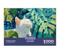 White Kitty in The Fire Bird Oil Painting 1000 Pièces Carton Extra-épais Lot de Puzzles Napping Cat Stimulant Et Éducatif Jeu Créatif Puzzles As Birthday Gifts 52x38cm/1000pcs