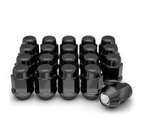 White Knight Lot de 20 écrous de roue à gland M14 x 1,50 pour petit diamètre de siège (2,3 cm noir chromé), facile à installer, acier au carbone durable avec finition chromée triple couche élégante -