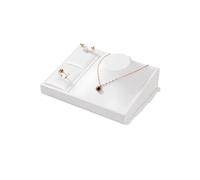 White Leather Pendant Necklace Chain Jewellery Display Stand Mannequin Holder Rack Bracelet Earrings Ring Counter Organizer Présentoir à bijoux(Jewelry Set Tray)