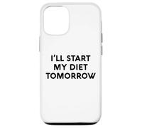 White Lie Ill Start My Diet Tomorrow Party Funny Eating Food Coque pour iPhone 12/12 Pro