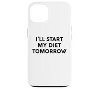 White Lie Ill Start My Diet Tomorrow Party Funny Eating Food Coque pour iPhone 13