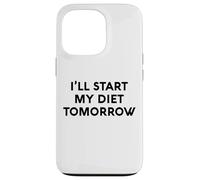White Lie Ill Start My Diet Tomorrow Party Funny Eating Food Coque pour iPhone 13 Pro