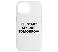 White Lie Ill Start My Diet Tomorrow Party Funny Eating Food Coque pour iPhone 14