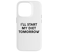 White Lie Ill Start My Diet Tomorrow Party Funny Eating Food Coque pour iPhone 14 Pro