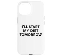 White Lie Ill Start My Diet Tomorrow Party Funny Eating Food Coque pour iPhone 15