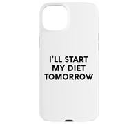 White Lie Ill Start My Diet Tomorrow Party Funny Eating Food Coque pour iPhone 15 Plus
