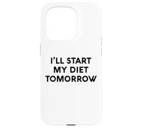 White Lie Ill Start My Diet Tomorrow Party Funny Eating Food Coque pour iPhone 15 Pro