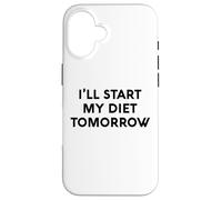 White Lie Ill Start My Diet Tomorrow Party Funny Eating Food Coque pour iPhone 16