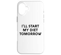 White Lie Ill Start My Diet Tomorrow Party Funny Eating Food Coque pour iPhone 16 Plus