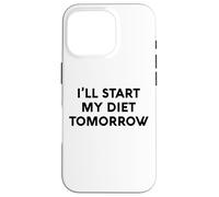 White Lie Ill Start My Diet Tomorrow Party Funny Eating Food Coque pour iPhone 16 Pro