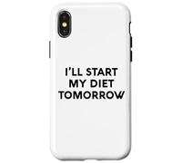 White Lie Ill Start My Diet Tomorrow Party Funny Eating Food Coque pour iPhone X/XS