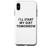 White Lie Ill Start My Diet Tomorrow Party Funny Eating Food Coque pour iPhone XS Max