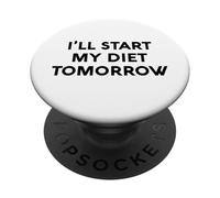White Lie Ill Start My Diet Tomorrow Party Funny Eating Food PopSockets PopGrip Adhésif