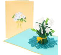 White Lily Bouquet 3d Pop Up Valentine's Day Card-Mother's Day,Easter Sunday Flowers,Thank You,Sympathy-For Sister,For Wife,For Mother,For Daughter,For Grandma,For Girlfriend
