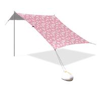 White Lily Pink Beach Cabana Tente UPF50+ légère ombre solaire avec sacs de sable, pelle à sable, barres pour camping, pique-niques, arrière-cour
