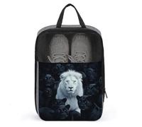 White Lion Alone Among Sea of Panthers Sac à chaussures pour voyage usage quotidien Sac de rangement anti-poussière Pochette à chaussures de golf