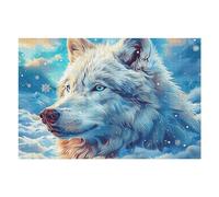 White Loup 1000 Pieces Casse tête Débutant en Carton Épais Créatures célestes splendides Facile Apprentissage Loisir Créatif Activité Manuelle Décoration Murale Cadeau Saint Valentin 1000 PCS