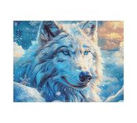 White Loup 500 Pieces Casse-tête Amateur d'art en Carton Haute Densité Difficile Niveau Expert Décoration Murale Salon Cadeau Fête des Mères 500 PCS/52×38cm
