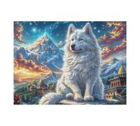 White Loup 500 Pièces Puzzle Adulte en Carton Rigide Haute Qualité Très Difficile Haute Difficulté Anti-Stress Décoration Murale Idée Cadeau Premium 500 PCS/52×38cm