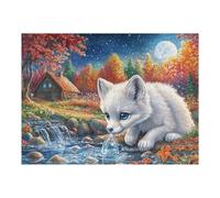 White Loup 500 Pièces Puzzle Créatif en Carton Rigide sans Déformation Difficulté Moyenne Activité Manuelle Loisir Créatif Cadeau Créatif Anniversaire 500 PCS/52×38cm