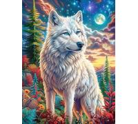 White Loup dans la forêt au Clair de Lune 1000 Pieces Casse-tête Amateur d'art en Carton Haute Qualité Mythes fantastiques Cuento De Hadas Très Difficile Niveau Expert Décoration Murale Cadeau