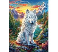 White Loup dans la forêt d'automne 1000 Pièces Puzzle Créatif en Carton Rigide sans Déformation Mythes fantastiques Cuento De Hadas Difficulté Moyenne Activité Manuelle Loisir Créatif