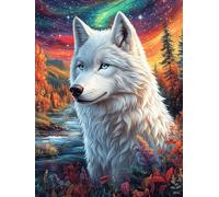 White Loup dans la forêt de Montagne 500 Pieces Casse-tête Adulte en Carton Haute Densité Difficile Motif Complexe Décoration Murale Anti-Stress Idée Cadeau Anniversaire 500 PCS