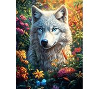 White Loup dans la forêt Magique 1000 Pièces Puzzle Adolescent en Carton Anti-Déchirure Difficulté Moyenne Activité Éducative Jeu De Société Cadeau Anniversaire Pas Cher 1000 PCS
