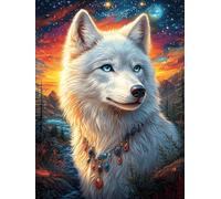 White Loup dans Une forêt Magique 1000 Pièces Puzzle Adolescent en Carton sans Déformation Paysages et Science-Fiction Difficulté Moyenne Activité Éducative Cadeau Noël Pas Cher Petit Prix 1000 PCS