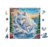 White Loup de Montagne 100 Pièces Puzzle Personne Âgée en Carton Rigide Facile Débutant Anti-Stress Activité Manuelle Thérapie Occupationnelle Petit Prix 28x28cm