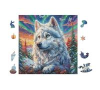 White Loup de Montagne 100 Pièces Puzzle pour Ado en Carton Anti-Déchirure Haute Densité Facile Débutant Jeu De Société Idée Cadeau Anniversaire Petit Prix 28x28cm