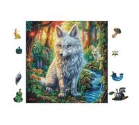 White Loup de Montagne Forest 100 Pièces Puzzle Adulte en Carton Haute Densité Anti-Déchirure Difficile Haute Difficulté Anti-Stress Idée Cadeau Anniversaire Premium 28x28cm