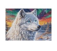White Loup Montagne Forêt Faune Sauvage Nature Sauvage Beautiful Majestic Puzzle 300 Pièces pour Adultes Agréable Captivant Et Créatif Parfait pour Loisirs Et Moments en Famille 300 PCS（40x28cm）