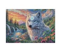 White Loup Montagne Forêt Faune Sauvage Nature Sauvage Beautiful Majestic Puzzle 300 Pièces pour Adultes Agréable Captivant Et Créatif Parfait pour Loisirs Et Moments en Famille 300 PCS（40x28cm）