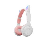 (White)M6 Luminous Cat Ears Two-color Foldable Bluetooth Headset with 3.5mm Jack & TF Card Slot