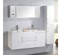 White Malibù – Meuble de Salle de Bain blanc 120 cm Colonne et Lavabo