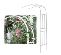 White Metal Half Arbor for Climbing Plants, Wall-Mounted Trellis, Garden Pergola Support, Outdoor Patio Decoration for Weddings & Romantic Events, Size: Adjustable